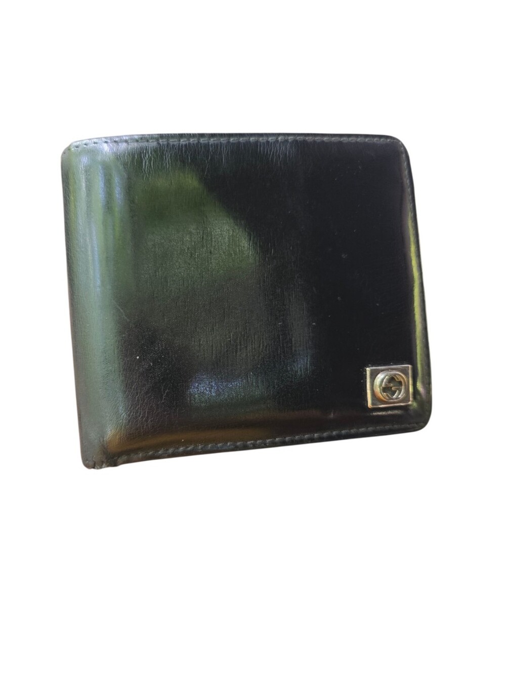 Gucci Black Leather Bifold Wallet with Metal GG Accent